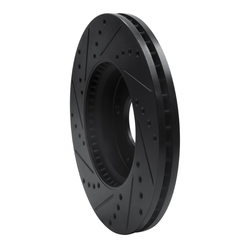 Kia Rondo Brake Rotor (1) - Front Right - R1 Concepts - Drilled & Slotted - Black - `07-`10